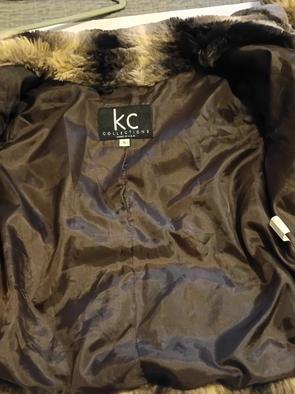 VTG KC‎ Collection Women's Faux Fur Crop Jacket in Brown Stripe Sz L